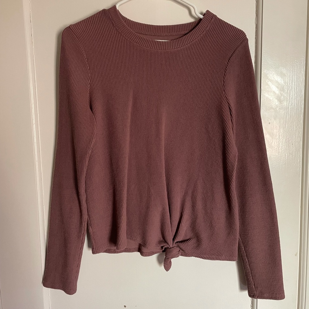 Texture and Thread Jacquard Tie-Front Top